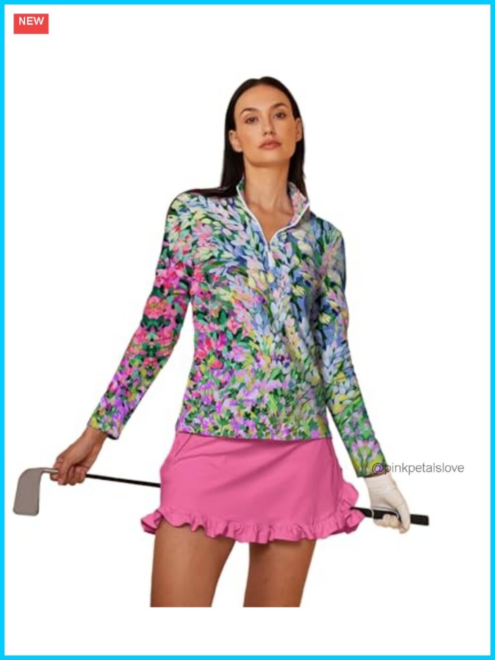Women's UPF 50+ Long Sleeve Golf Polo Shirt Quick Dry Quarter Zip Rash Guard
